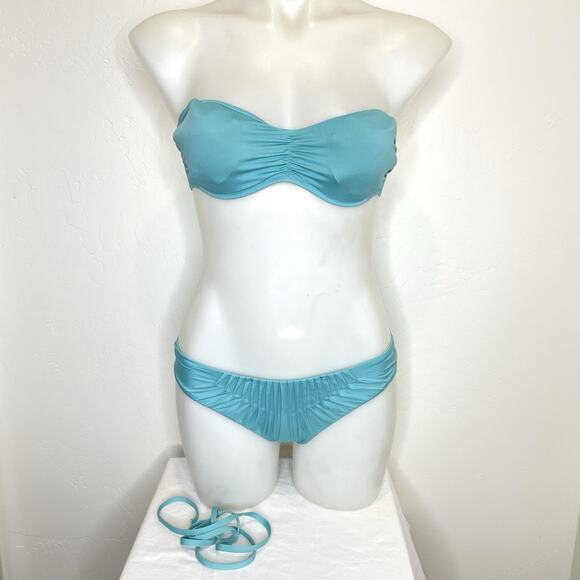 La Perla Anna Club 2 Piece Bikini Swimsuit Set Womens 42 US 6 Aqua Blue - Picture 1 of 11